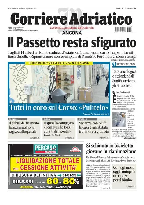 Prima-pagina-corriere adriatico-edizione-di-oggi-09-01-2025